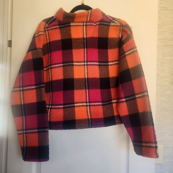 American Eagle Outfitters Womens Vibrant Plaid Fleece Shacket Size M Euc - Picture 3 of 3